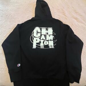 Champion Black Hoodie with Graphic Logo